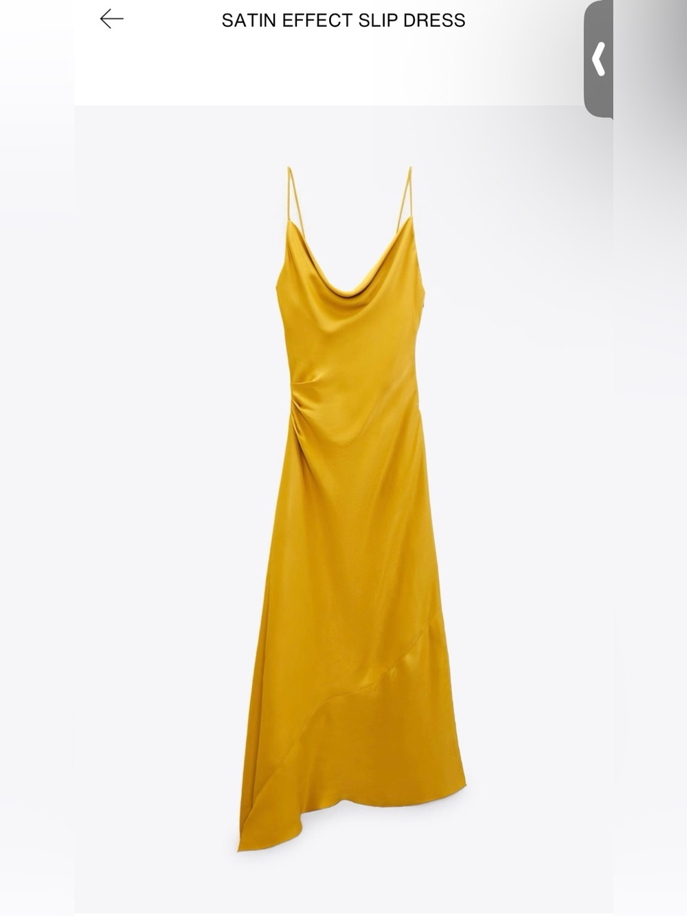 Zara Mustard Spaghetti Strap Cowl Maxi Dress
